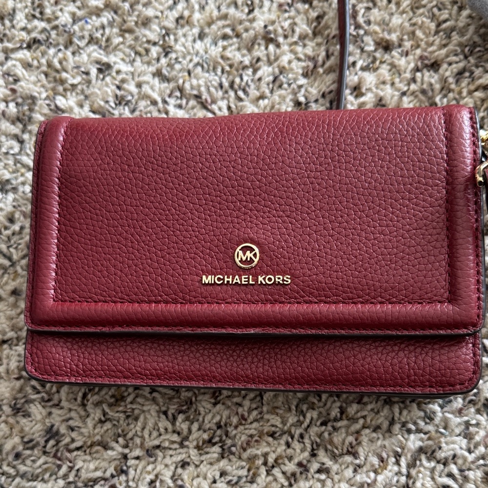Michael Kors Wine Leather cross body Wallet